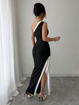 One-Shoulder Slit Evening Gown image 2