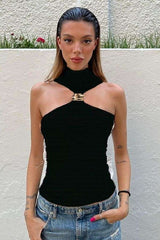 Halter Neck Top with Gold Accent image 0