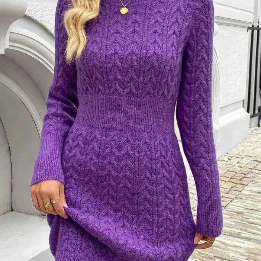 Elegant Cable Knit Sweater Dress image 2