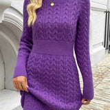 Elegant Cable Knit Sweater Dress image 2