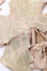 Sexy Butterfly Shaped Halter Neck Glitter Crop Top image 7