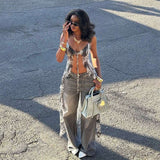 Chic Snake Print Tie-Front Top - L, Grey image