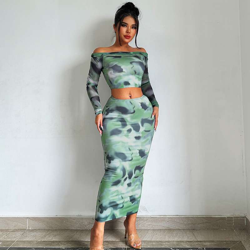 Camouflage Off-Shoulder Two-Piece Set image 0