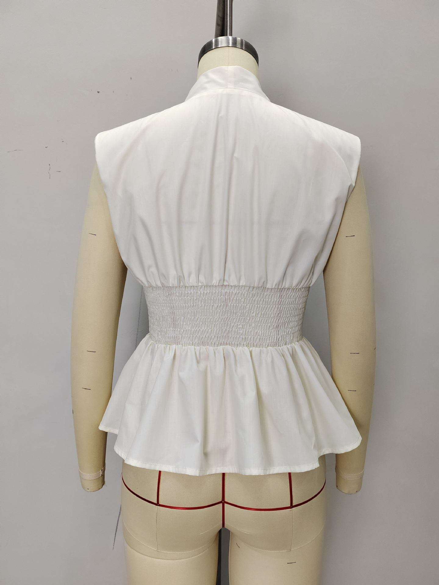 Sleeveless Smocked Waist Zipper Top image 4