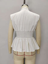 Sleeveless Smocked Waist Zipper Top image 4