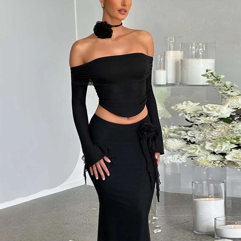 Off-Shoulder Top With Pencil Maxi Length Skirt image 3
