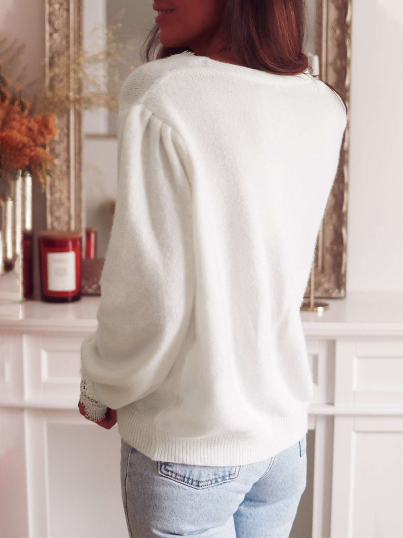 Elegant White Button-Up Sweater image 4