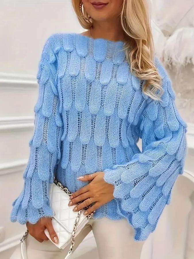 Flared Sleeves Slash Neck Sweater image 1