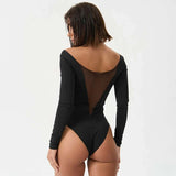 Long Sleeve Bodysuit with Mesh Detail image 4