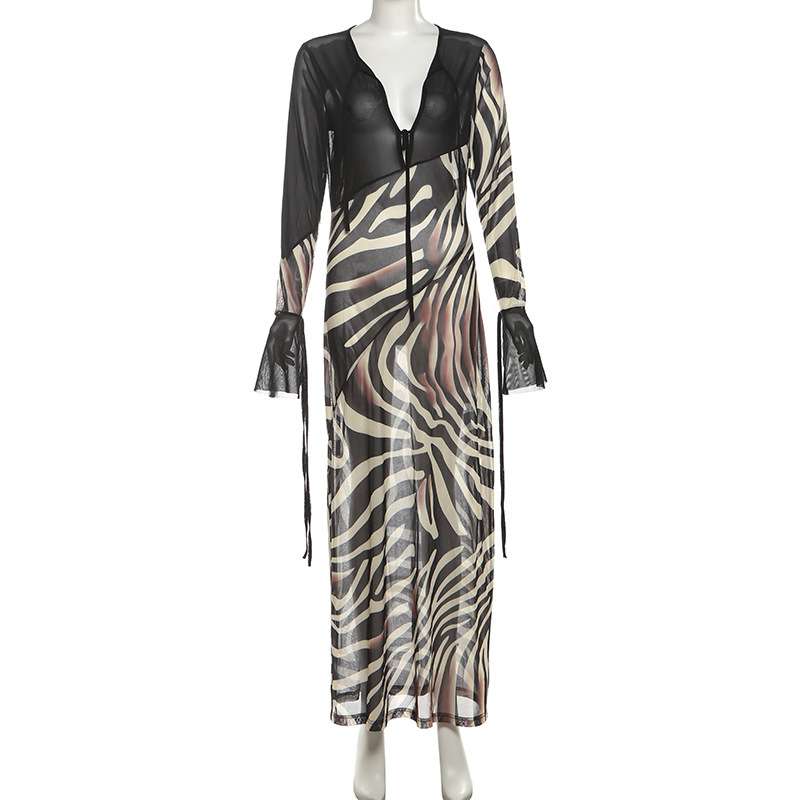 Zebra Print Maxi Dress with Plunge Neck image 5
