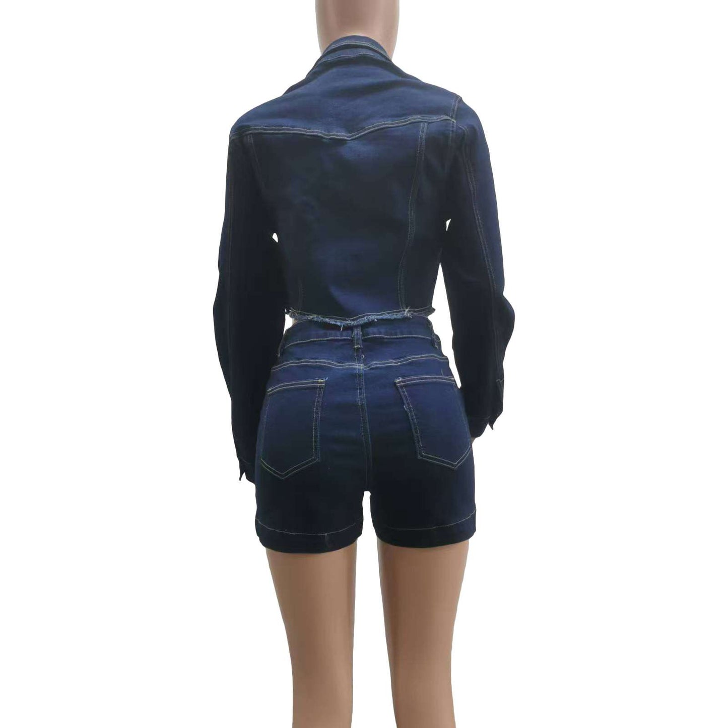 Crop Jacket And High Waist Shorts Set image 3