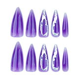 Purple and Silver Stiletto Nail Set image 3