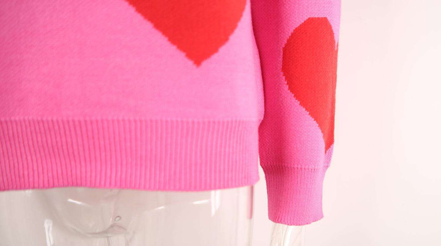 Cozy Pink Heart Pattern Sweater image 3