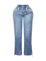 Fashion Side Fringe Denim Pants image 2