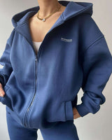 Zip Up Sweatshirt Sweatpant Set - S, Blue image