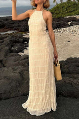 Halter Maxi Dress in Soft Ivory image 0
