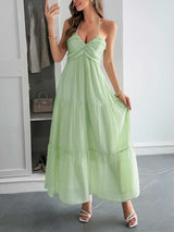 Spaghetti Strap Maxi Dress - L, Green image