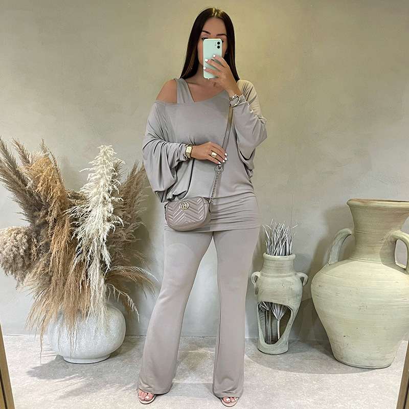 Off-Shoulder Lounge Set with Drape Details image 1