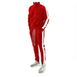 Striped Casual Tracksuit Set - M, Red image