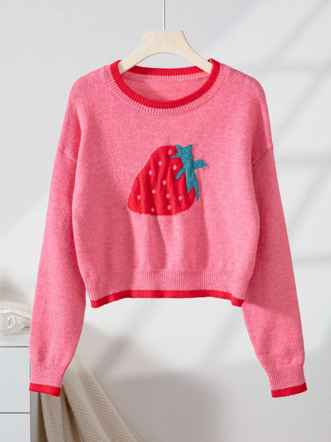 Cozy Strawberry Print Sweater image 3