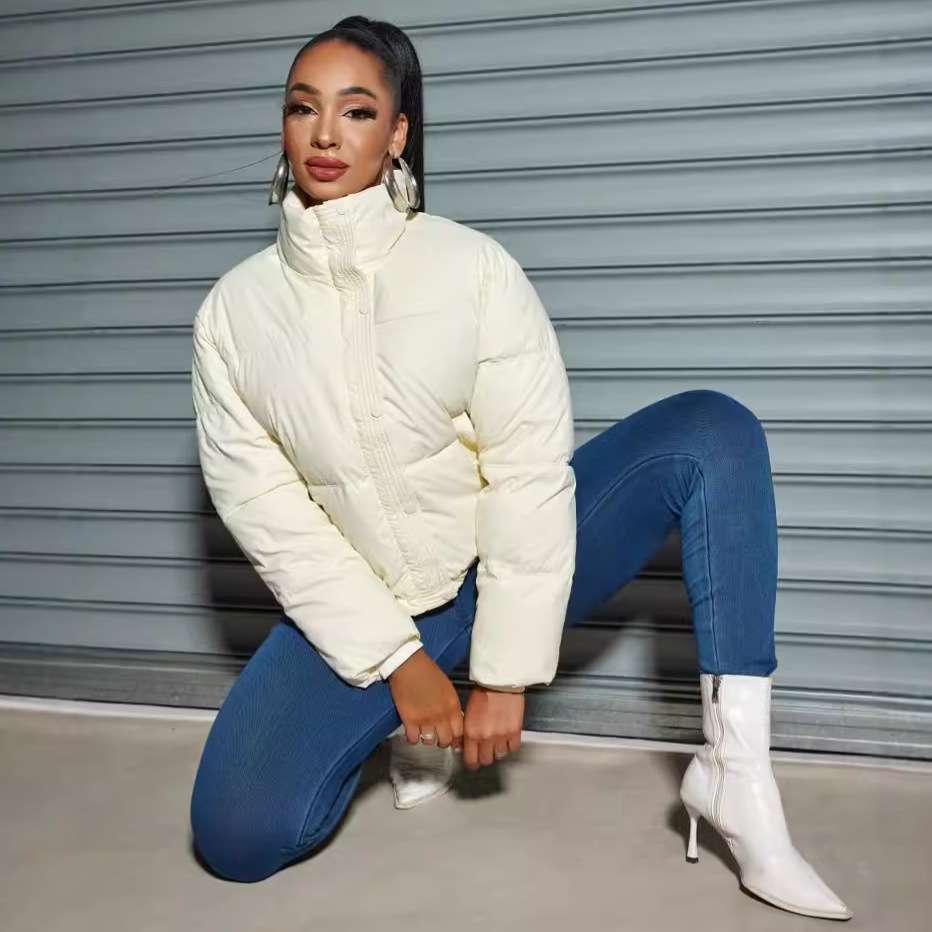 Short Padded Down Jacket - L, White image