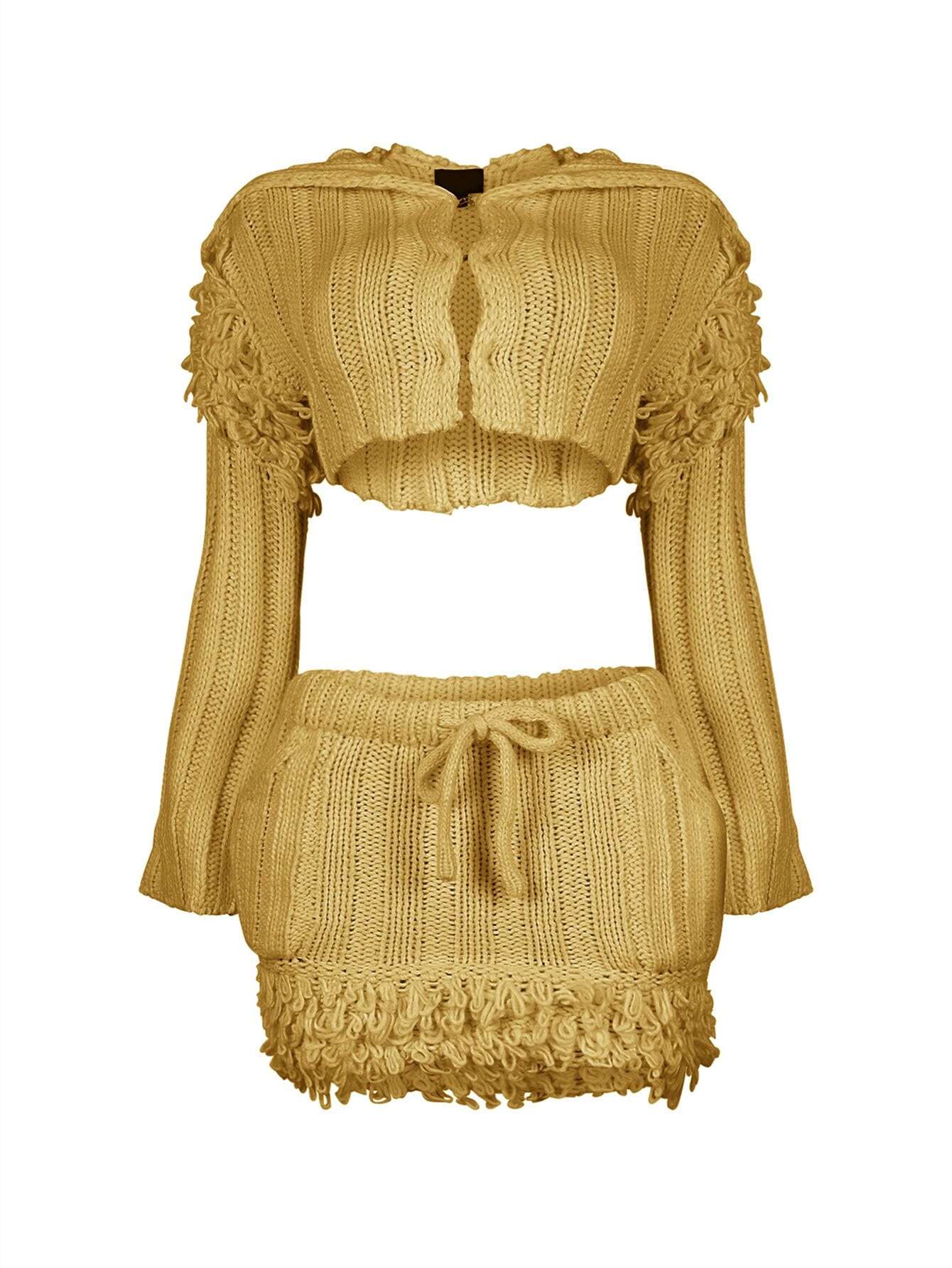 Solid Long Sleeve Short Cardigan Set image 4