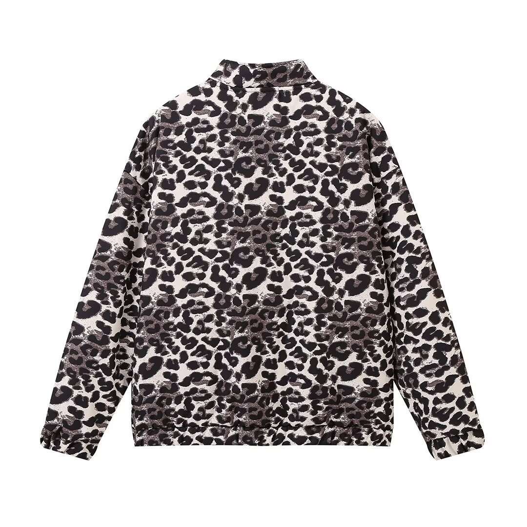 Stylish Leopard Print Bomber Jacket image 3