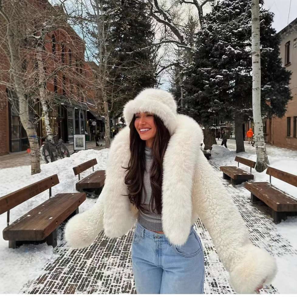 Luxurious Faux Fur Hooded Jacket image 1