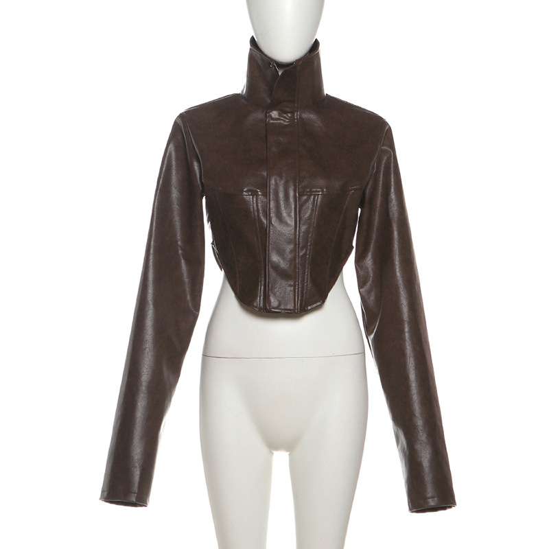 Stylish Faux Leather Cropped Jacket image 3