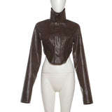 Stylish Faux Leather Cropped Jacket image 3