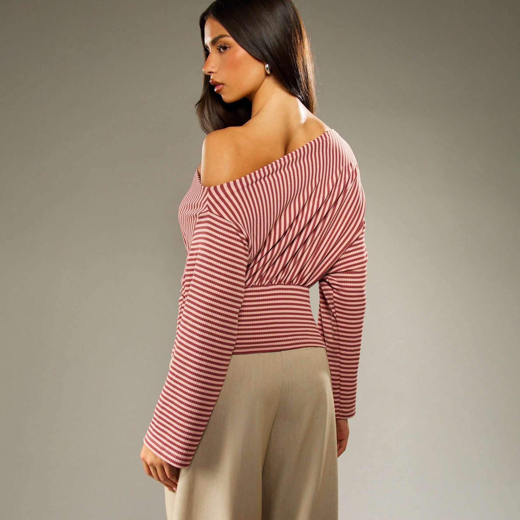 Off-Shoulder Striped Top image 2