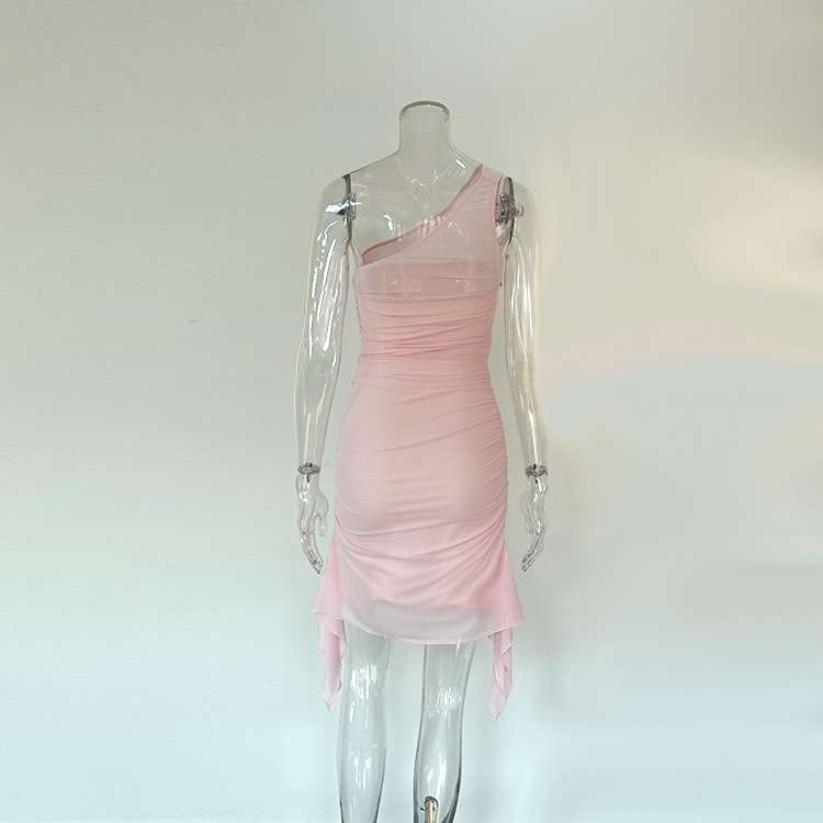 One-Shoulder Bodycon Dress with Ruffle Hem image 4