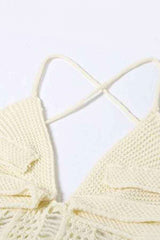 Sexy Ripped Crochet Cross Halter Back Resort Maxi Dress image 5