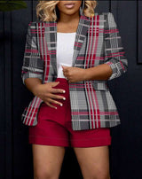 Casual Blazer Jacket Printed Multicolor - L, Multi Grey image
