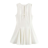 Elegant Sleeveless A-Line Dress - L, White image