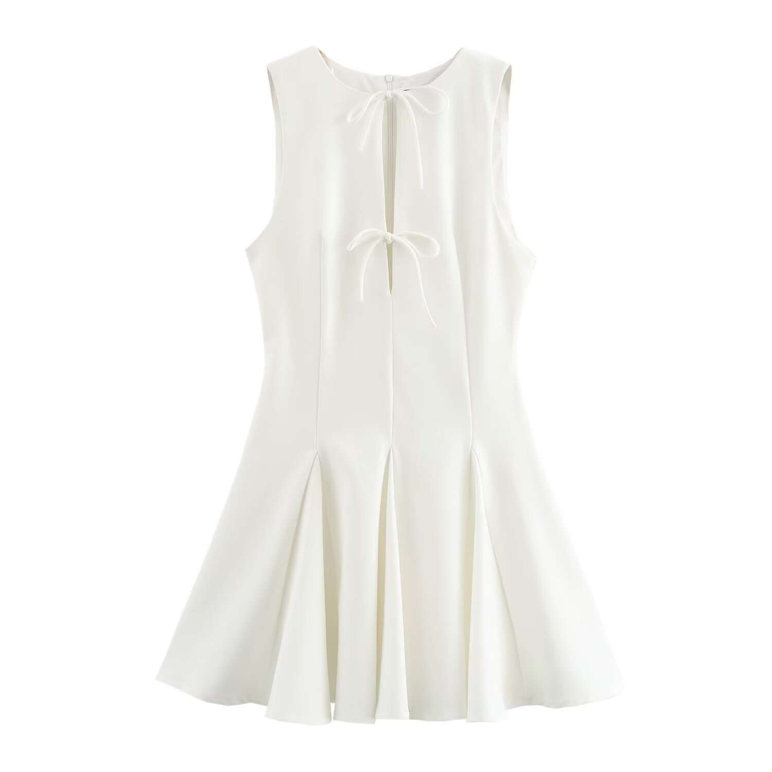 Elegant Sleeveless A-Line Dress - L, White image
