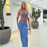 Two-Piece Beachwear Set - L, Blue image