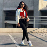 Varsity Vibes Cropped Jacket - XL, Red image