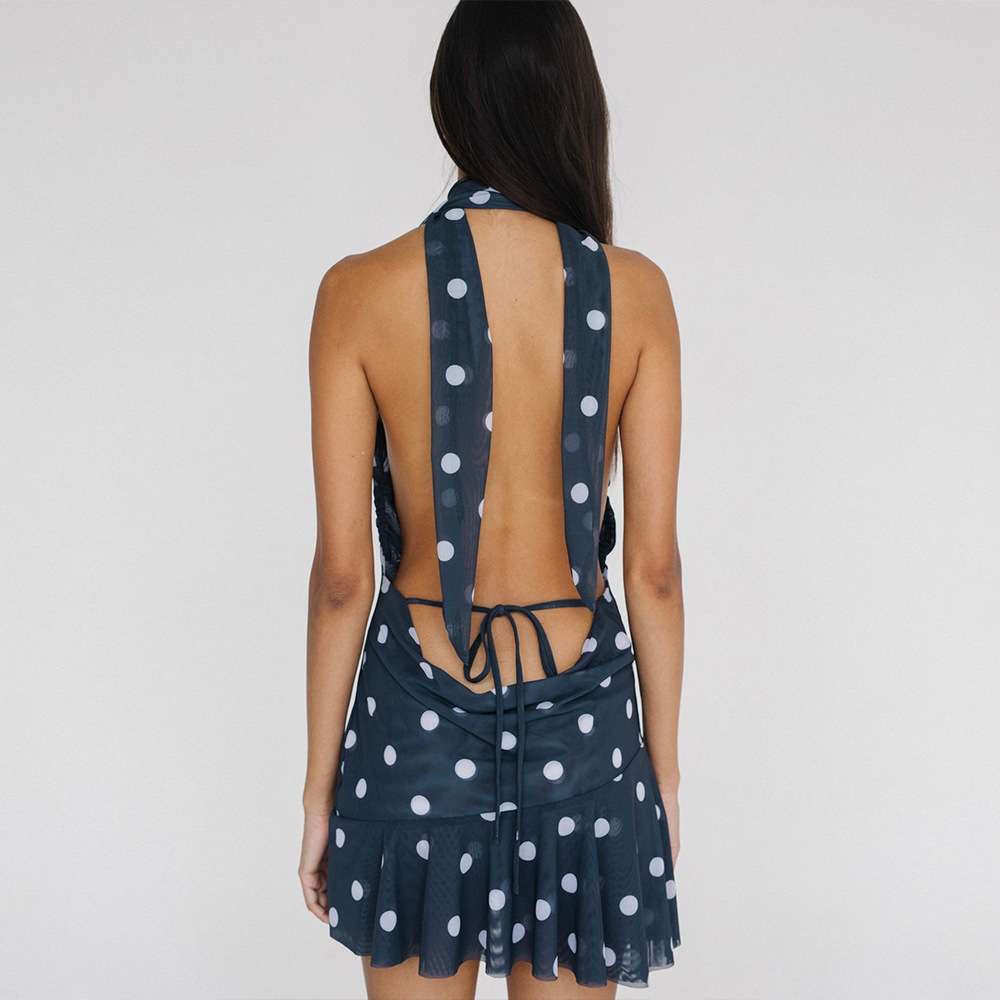 Polka Dot Sleeveless Dress with Ruffled Hem image 5