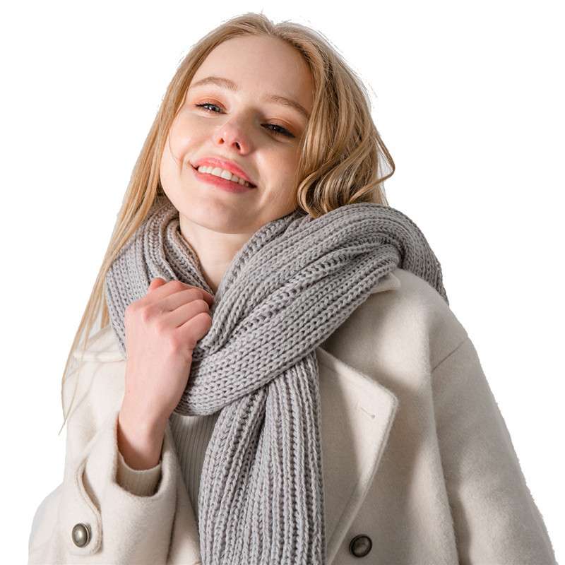 Elegant solid knit scarf warm for winter image 7