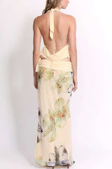 Backless Halter Top and Floral Maxi Skirt Set image 2