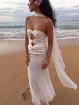Elegant White Cut-Out Maxi Dress image 1