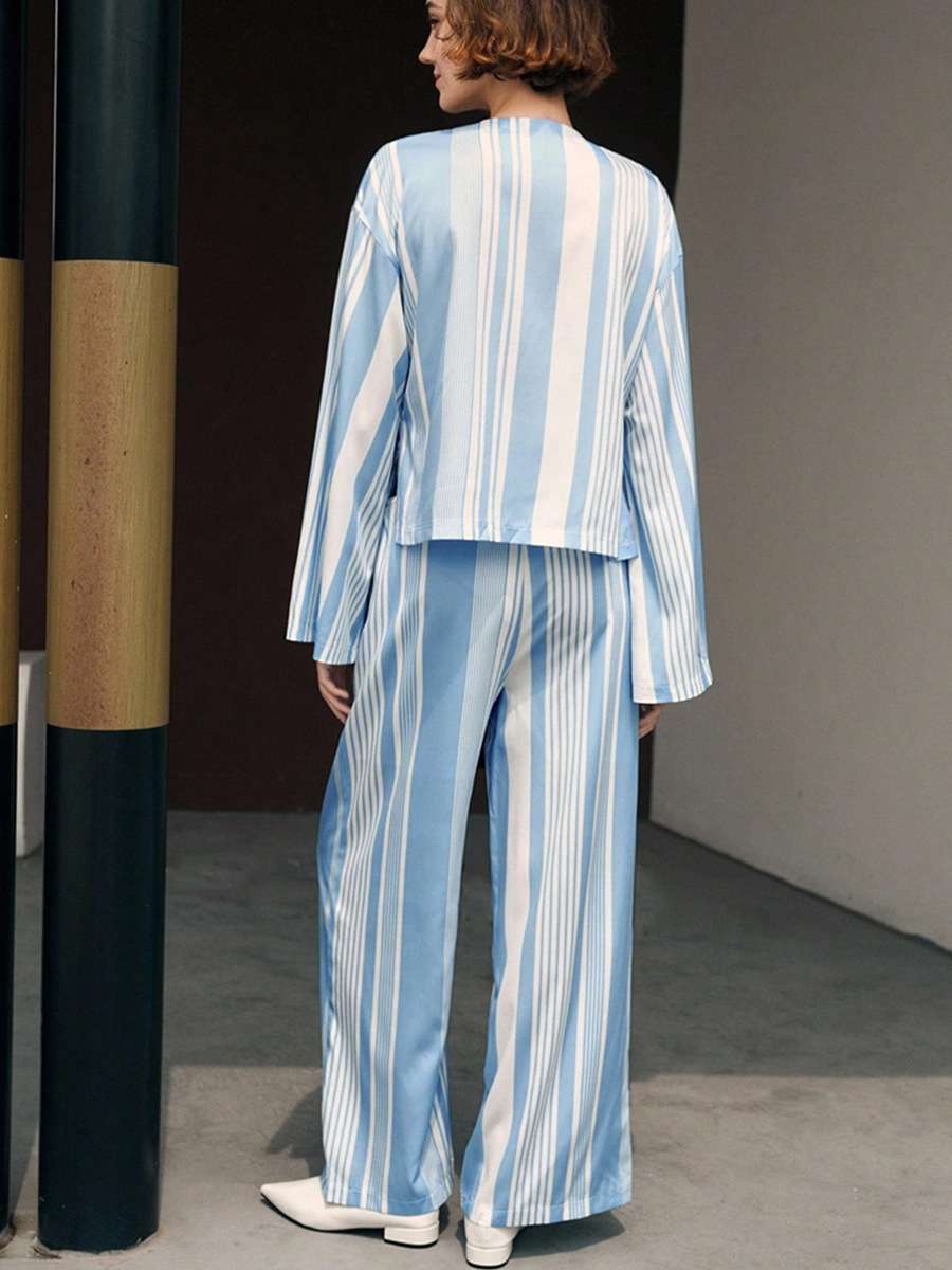 Striped Lounge Set with Tie-Front Top image 2
