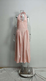 V-Neck Gingham Maxi Dress image 2