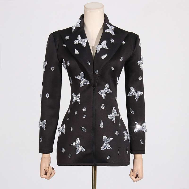 Sequins Panel V-Neck Blazer image 1