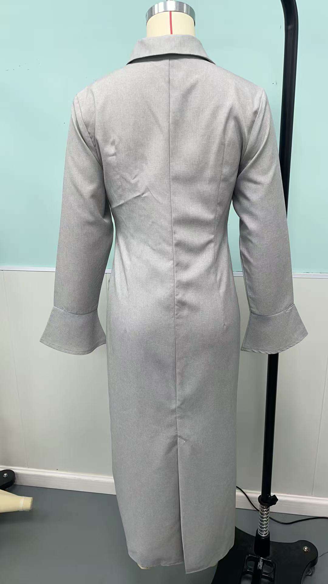 Long-Sleeve Button-Down Dress image 4