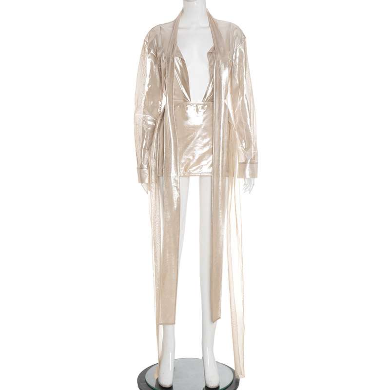 Long Sleeve Deep V Neckline Top & Skirt image 3