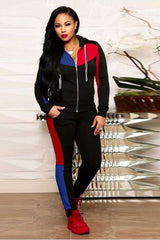 Color Block Two Piece Activewear Zipper Up Set image 4