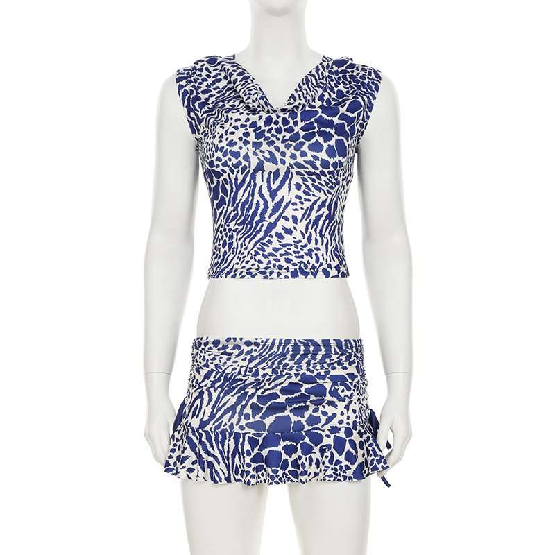 Animal Print Hooded Two-Piece Set image 2