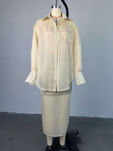 Patchwork See Through Skirt Sets image 4